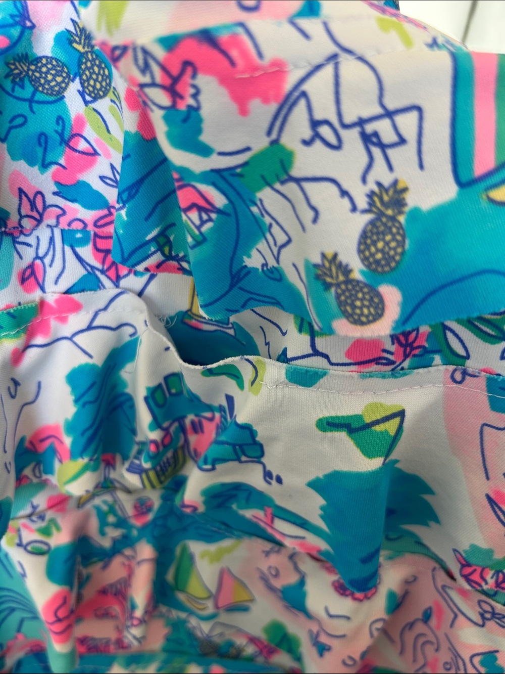 Lulu-B Sleeveless Tropical Sailboat Tiered Ruffle Dress - XS - Picture 5 of 5